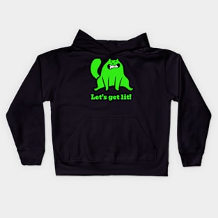 Funny Cat Design - Let's get Lit Kids Hoodie